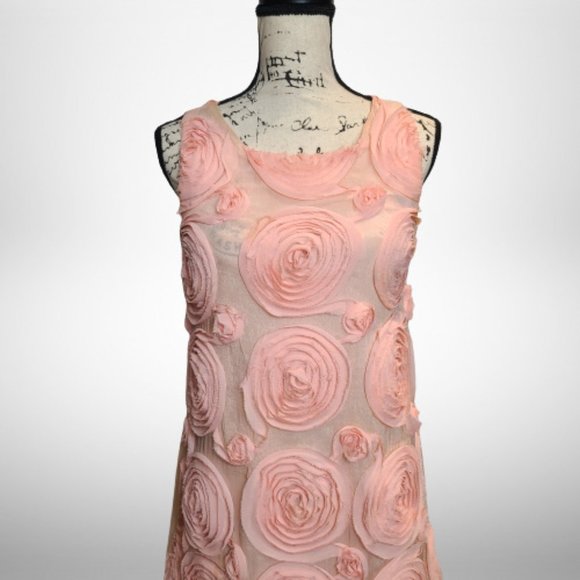 Sue Wong Beautiful Pink Rosette Roses Dress - Size 6 - Picture 3 of 12